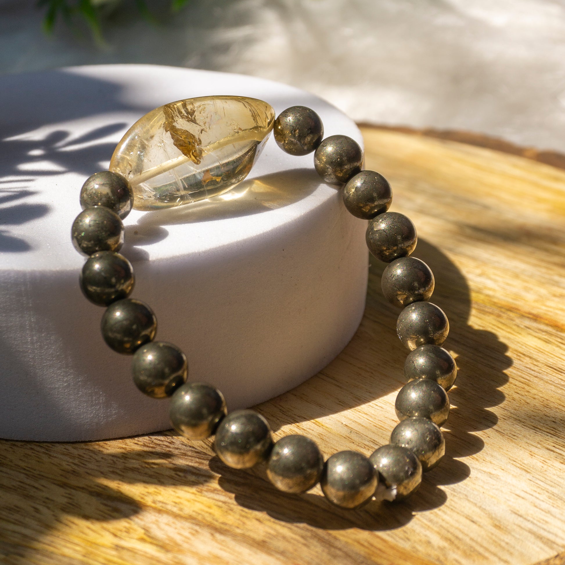 Real Pyrite Citrine Crystal And Stone Combination Bracelet Jewellery