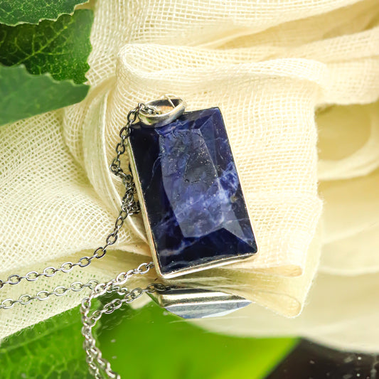 Real Sodalite Silver Pendant