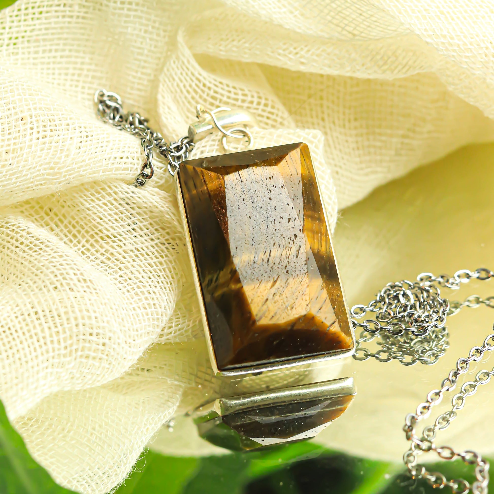 Real Tiger Eye Silver Pendant