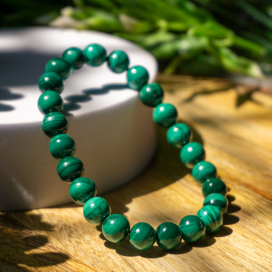 Malachite Bead Crystal and Stone Bead Bracelet Jewellery