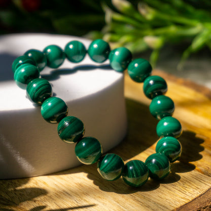 Malachite Bead Crystal and Stone Bead Bracelet Jewellery