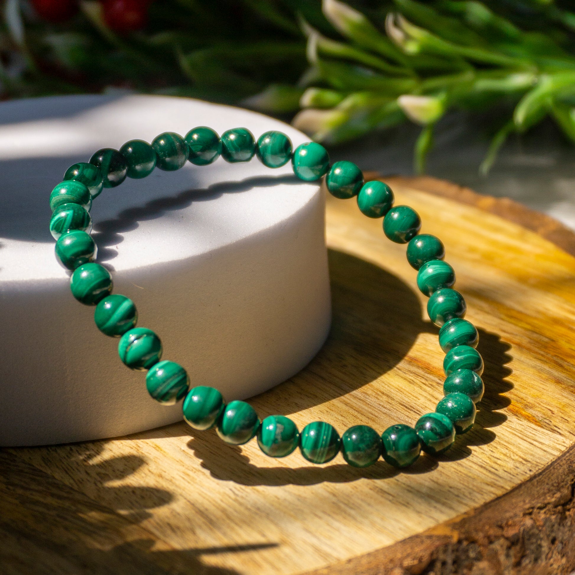 Malachite Bead Crystal and Stone Bead Bracelet Jewellery