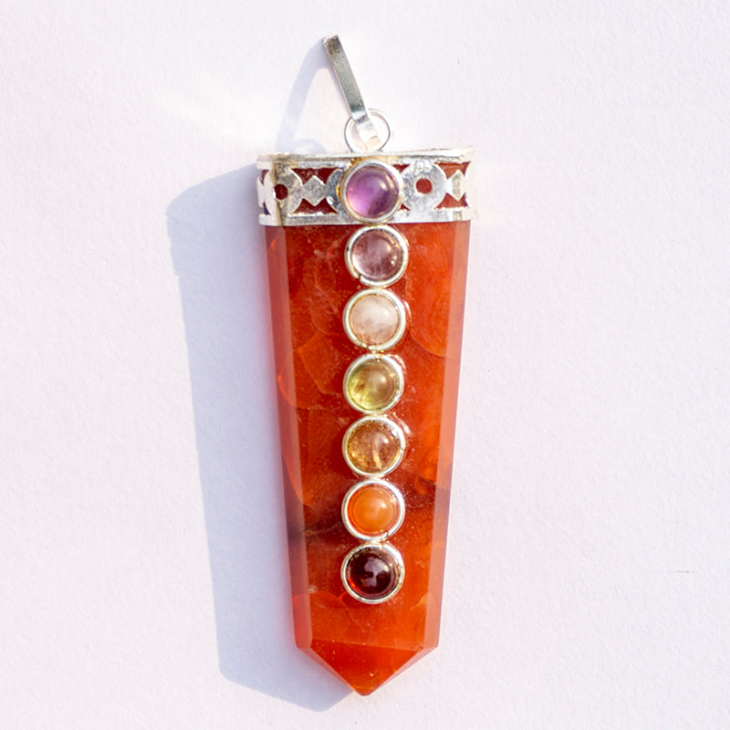 Carnelian Crystal And Stone Necklace Flat Wand Pendant Jewellery