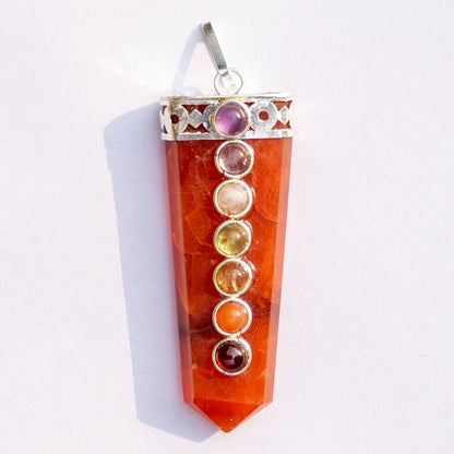 Carnelian Crystal And Stone Necklace Flat Wand Pendant Jewellery