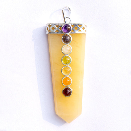 Yellow Aventurine Crystal And Stone Necklace Flat Wand Pendant Jewellery