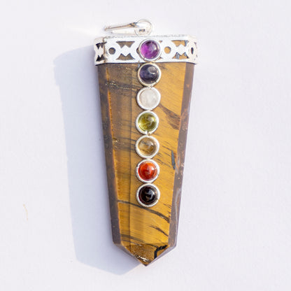 Real Tiger Eye Crystal And Stone Necklace Flat Wand Pendant Jewellery