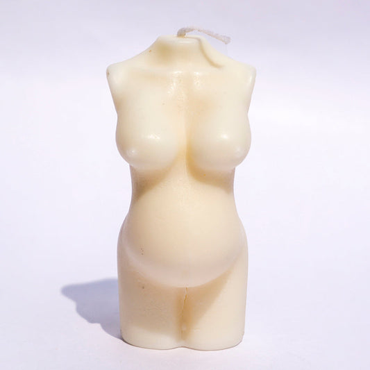 Realistic Female Torso Pregnant Figure Candle White