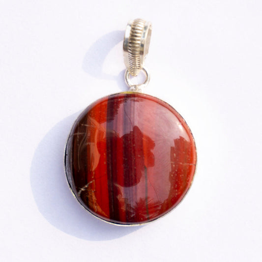 Red Tiger Eye Crystal And Stone Necklace Round Pendant Jewellery