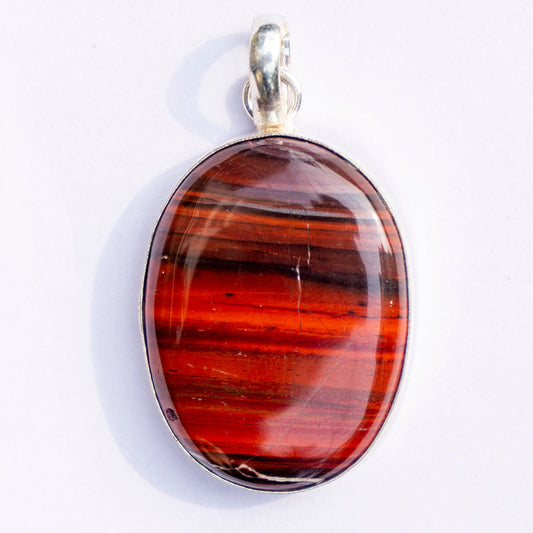 Red Tiger Eye Crystal And Stone Necklace Oval Pendant Jewellery