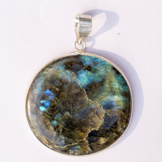 Labradorite Crystal And Stone Necklace Round Pendant Jewellery