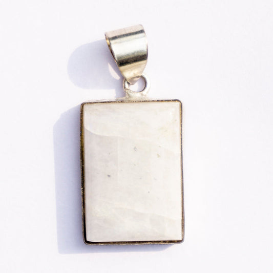 Rainbow Moonstone Crystal And Stone Necklace Rectangle Pendant Jewellery