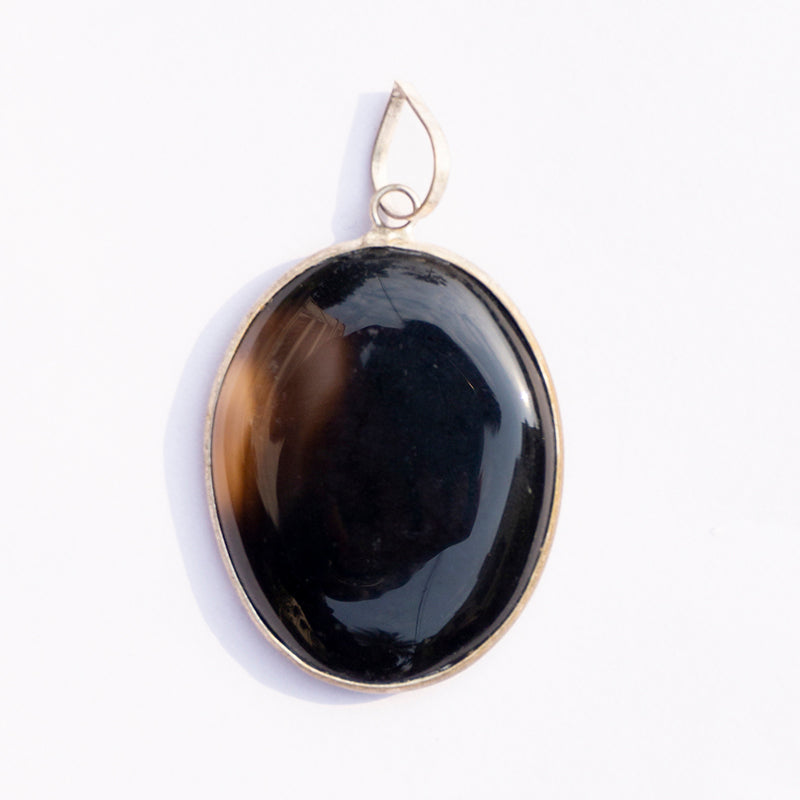 Black Onyx Crystal And Stone Necklace Oval Pendant Jewellery