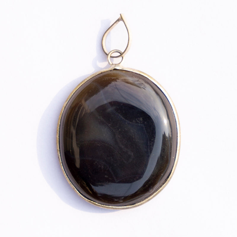 Black Onyx Crystal And Stone Necklace Round Pendant Jewellery