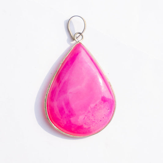 Pink Onyx Crystal And Stone Necklace Teardrop Pendant Jewellery