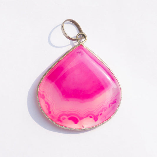 Pink Onyx Crystal And Stone Necklace Teardrop Pendant Jewellery