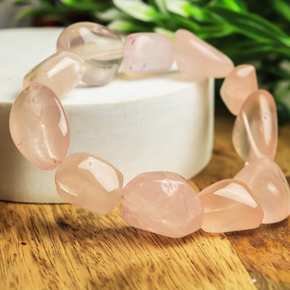 Rose Quartz Crystal and Stone Tumble Bracelet Jewellery