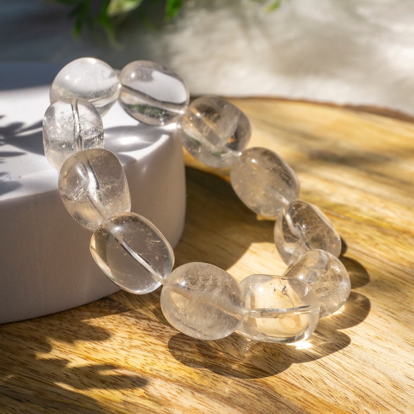 Clear Quartz Crystal and Stone Tumble Bracelet Jewellery