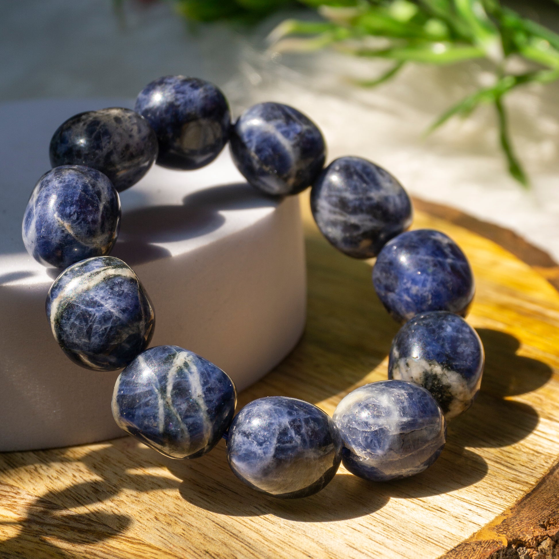 Sodalite Crystal and Stone Tumble Bracelet Jewellery