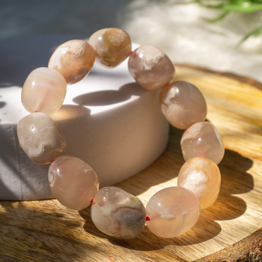 Flower Agate Crystal and Stone Tumble Bracelet Jewellery