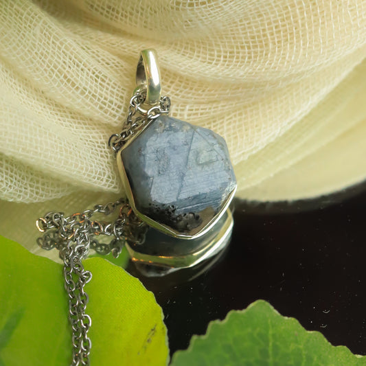 Real Blue Sapphire Silver Pendant