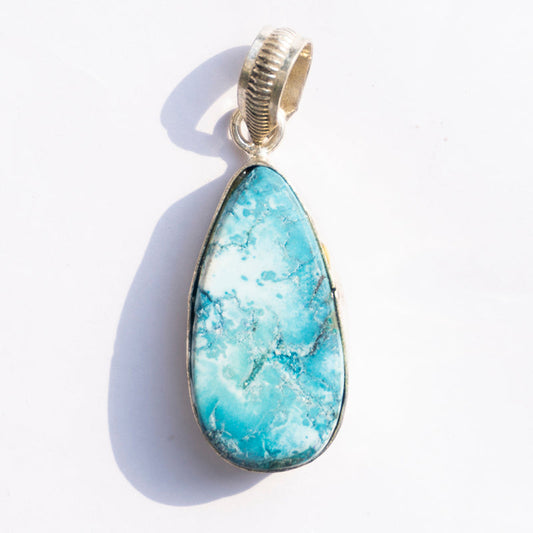 Turquoise Synthetic Crystal And Stone Necklace Teardrop Pendant Jewellery