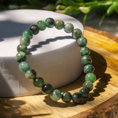 Emerald Crystal and Stone Bead Bracelet Jewellery 8mm