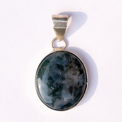 Moss Agate Crystal And Stone Necklace Round Pendant Jewellery