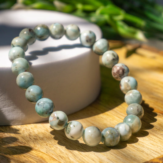 Larimar Crystal and Stone Bead Bracelet Jewellery 8mm