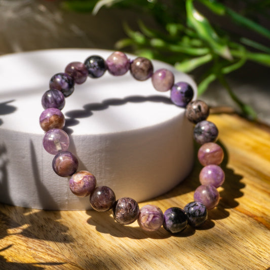 Charoite Crystal and Stone Bead Bracelet Jewellery 8mm