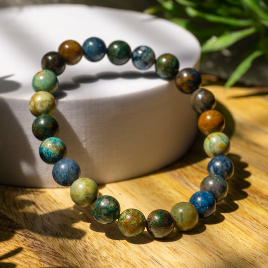 Chrysocolla Crystal and Stone Bead Bracelet Jewellery 8mm