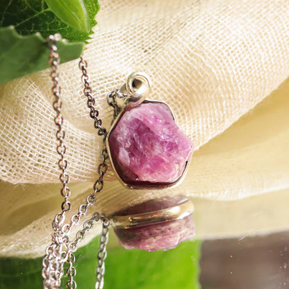 African Ruby Silver Pendant