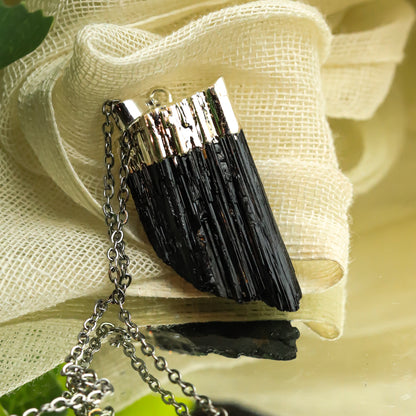 Real Black Tourmaline Pendant (Golden)