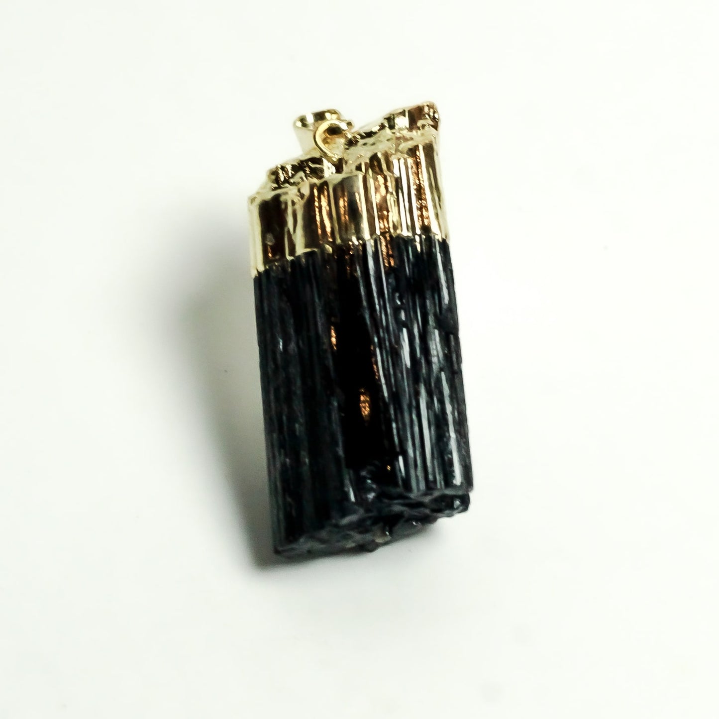 Real Black Tourmaline Pendant (Golden)