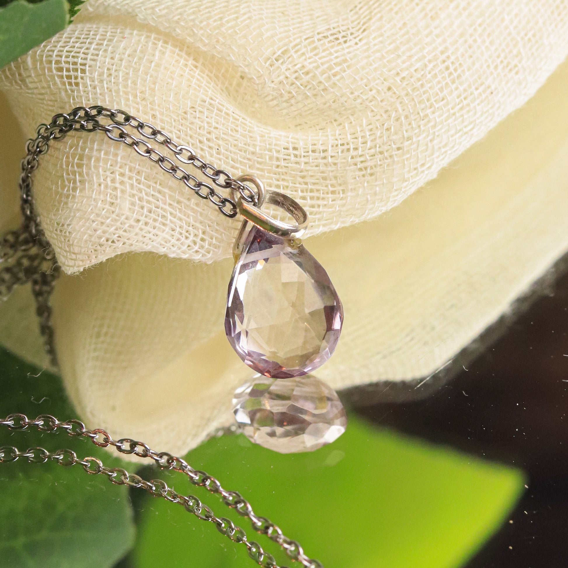 Real Amethyst Tear Drop Silver Pendant