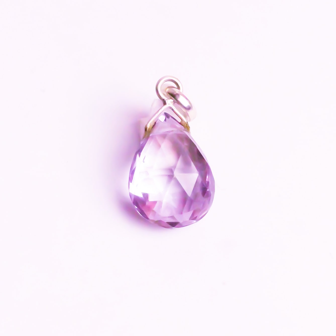 Real Amethyst Tear Drop Silver Pendant