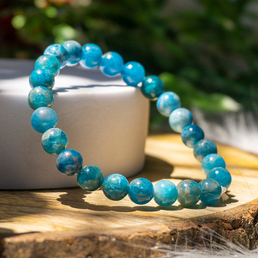 Blue Apatite Bracelet Crystal And Stone Bead Bracelet Jewellery 8 mm