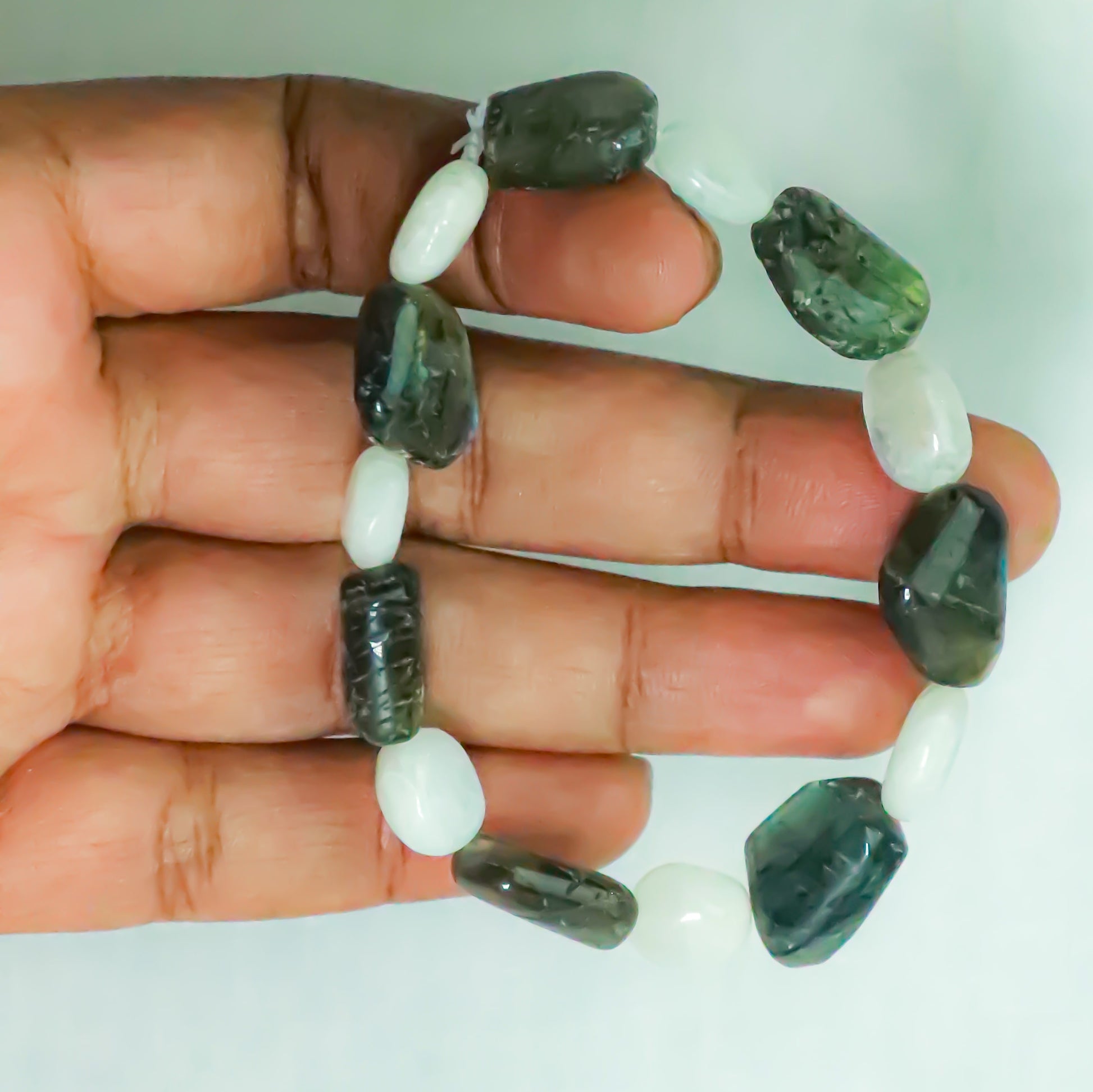 Real The Divine Feminine,The Master Healer,Wholesome Healing Combination Bracelet-Labradorite+Moonstone Combination Beads.