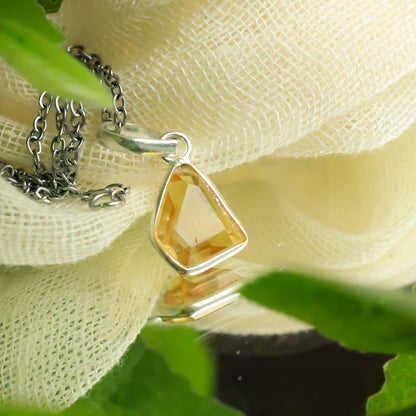 Real Citrine Silver Pendant