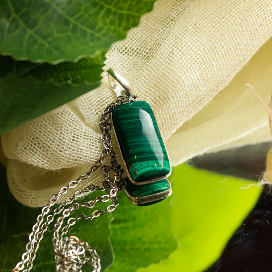 Real Malachite Silver Pendant