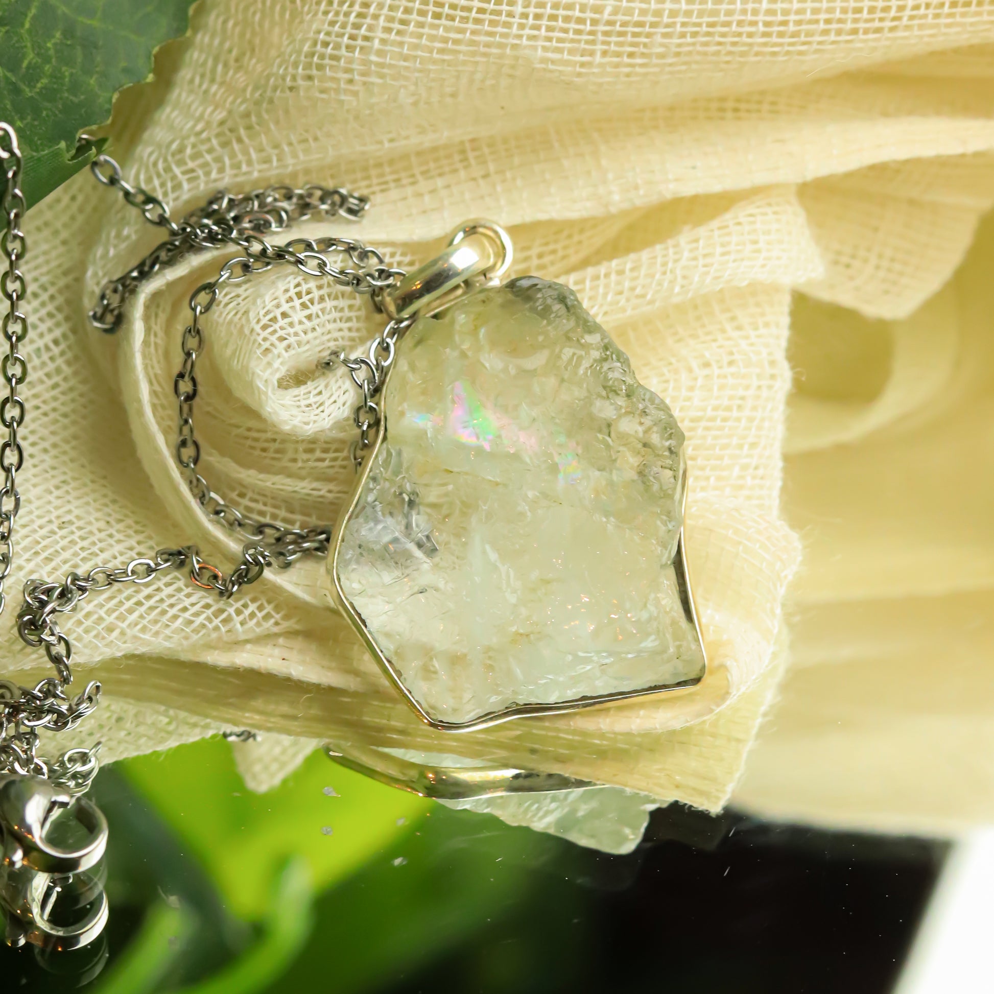 Real Aquamarine Silver Pendant