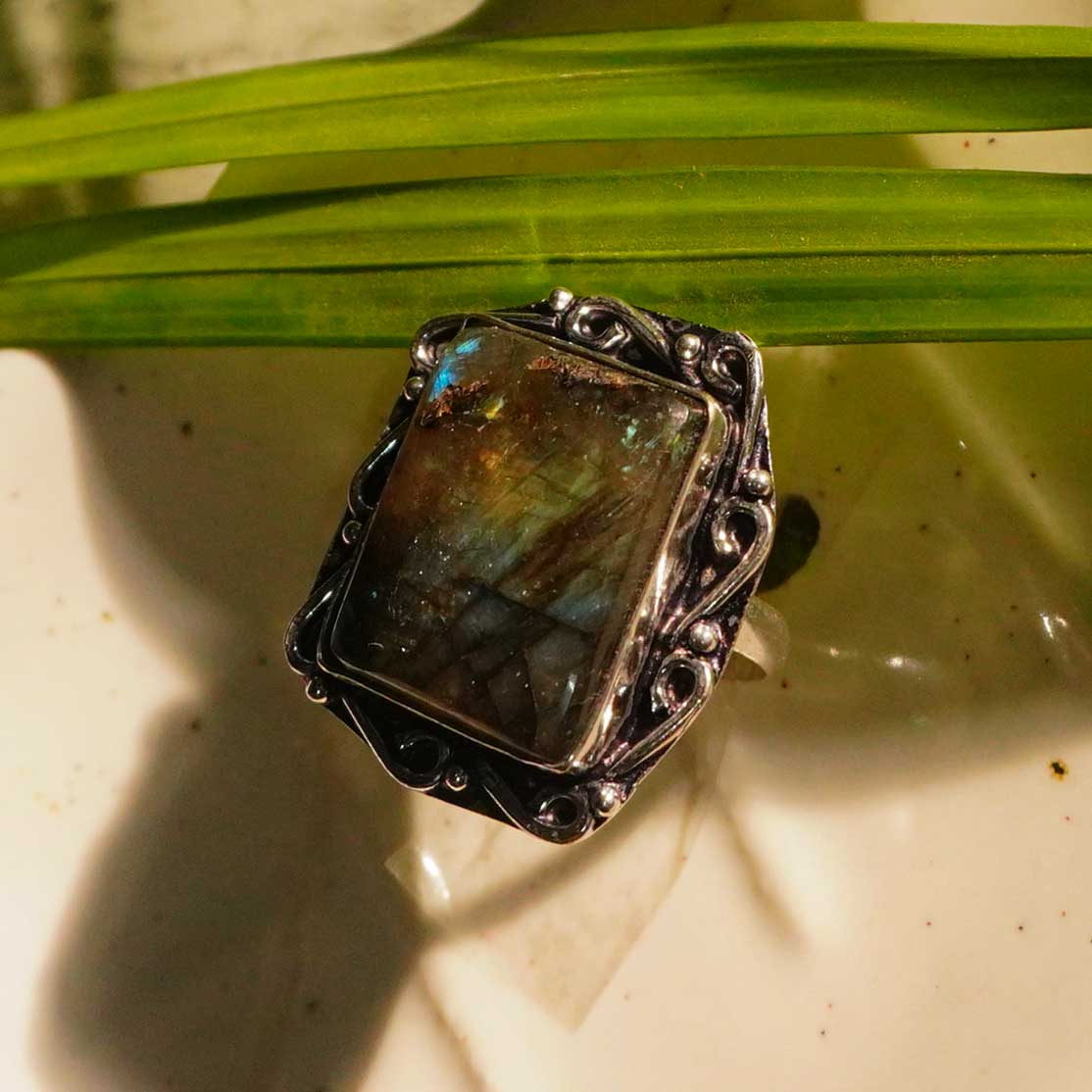 Labradorite Crystal Ring