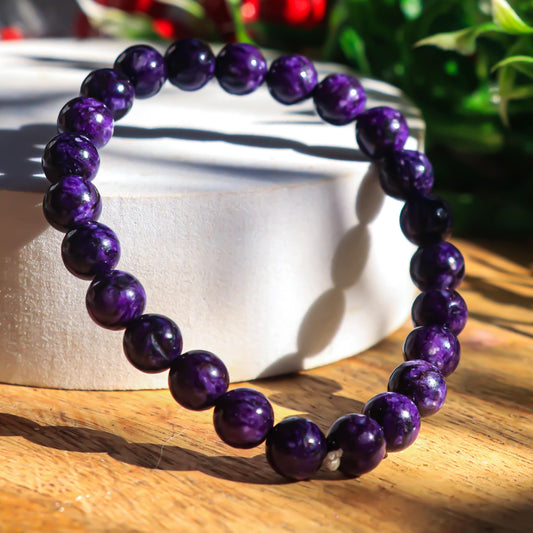 Real Charoite Bead Bracelet