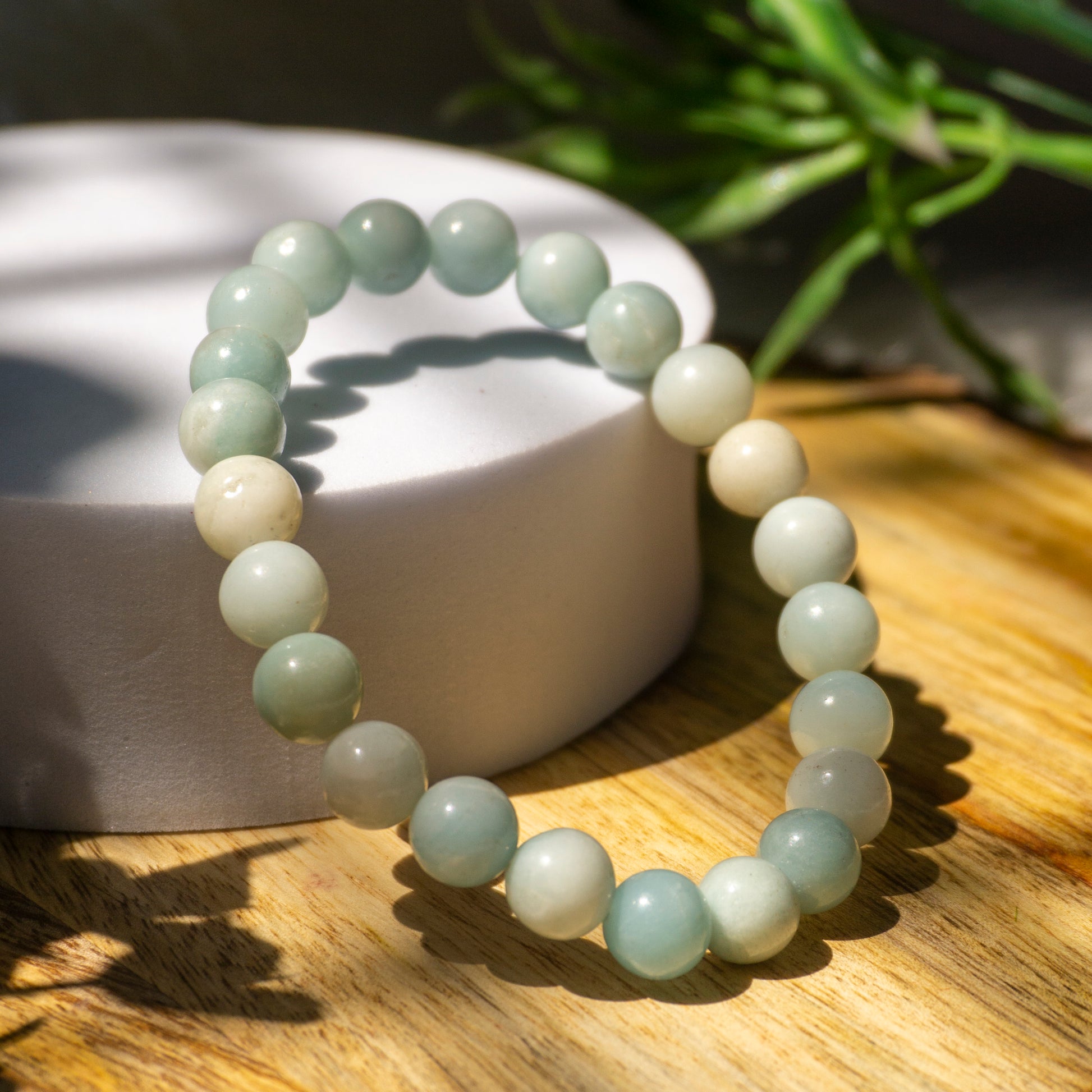 Amazonite Crystal and Stone Bead Bracelet Jewellery 8mm