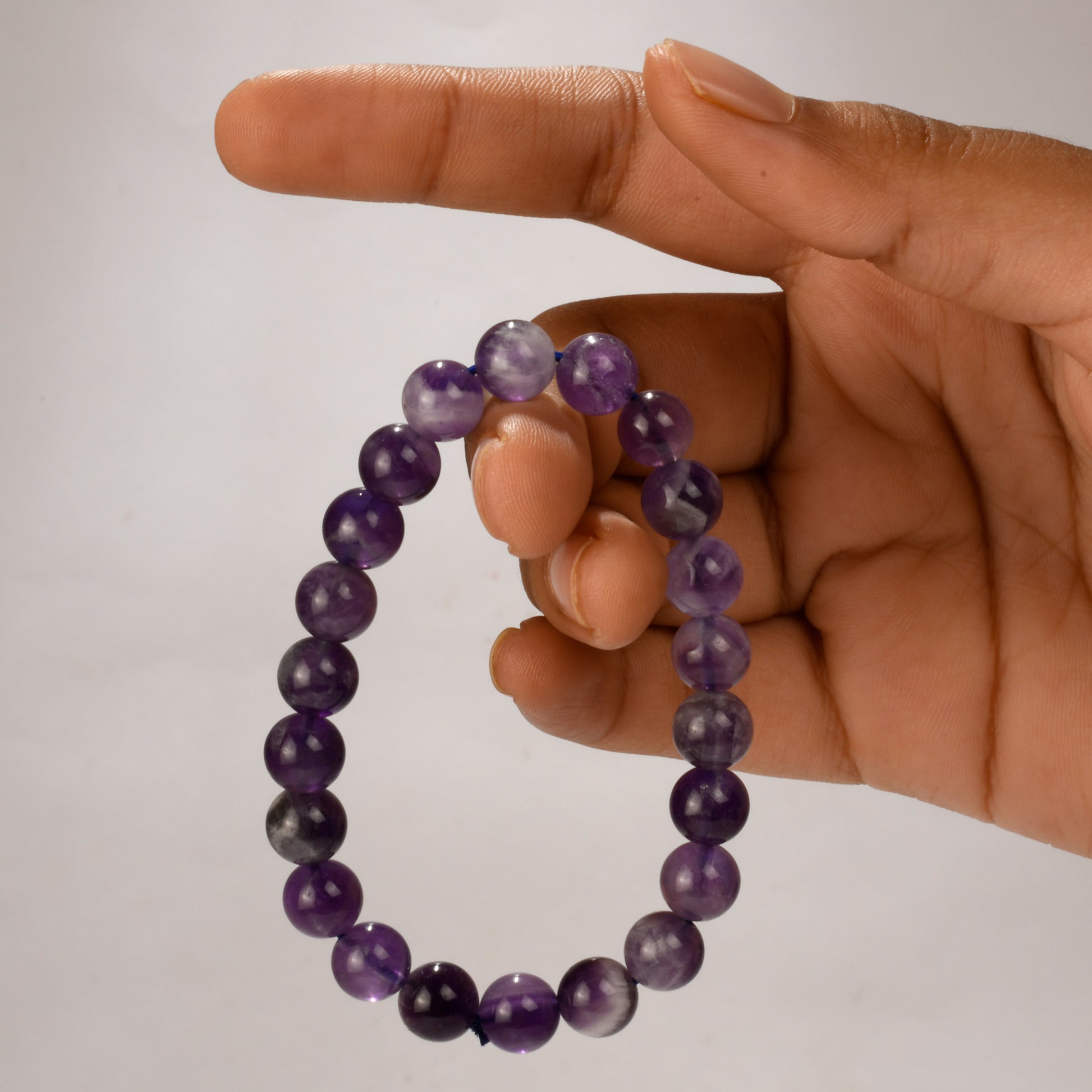 Real Amethyst Crystal and Stone Bead Bracelet Jewellery 8mm