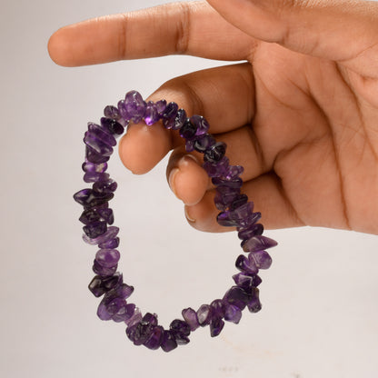 Real Amethyst Crystal and Stone Chip Bracelet Jewellery