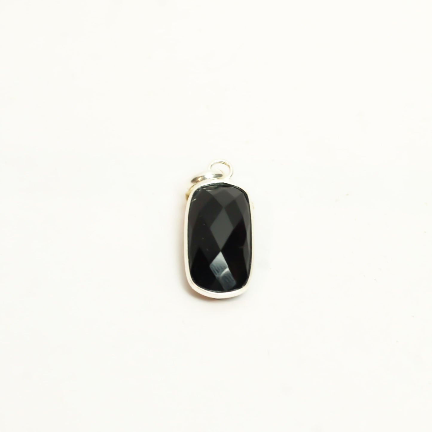 Real Black Ornyx Square Silver Pendant