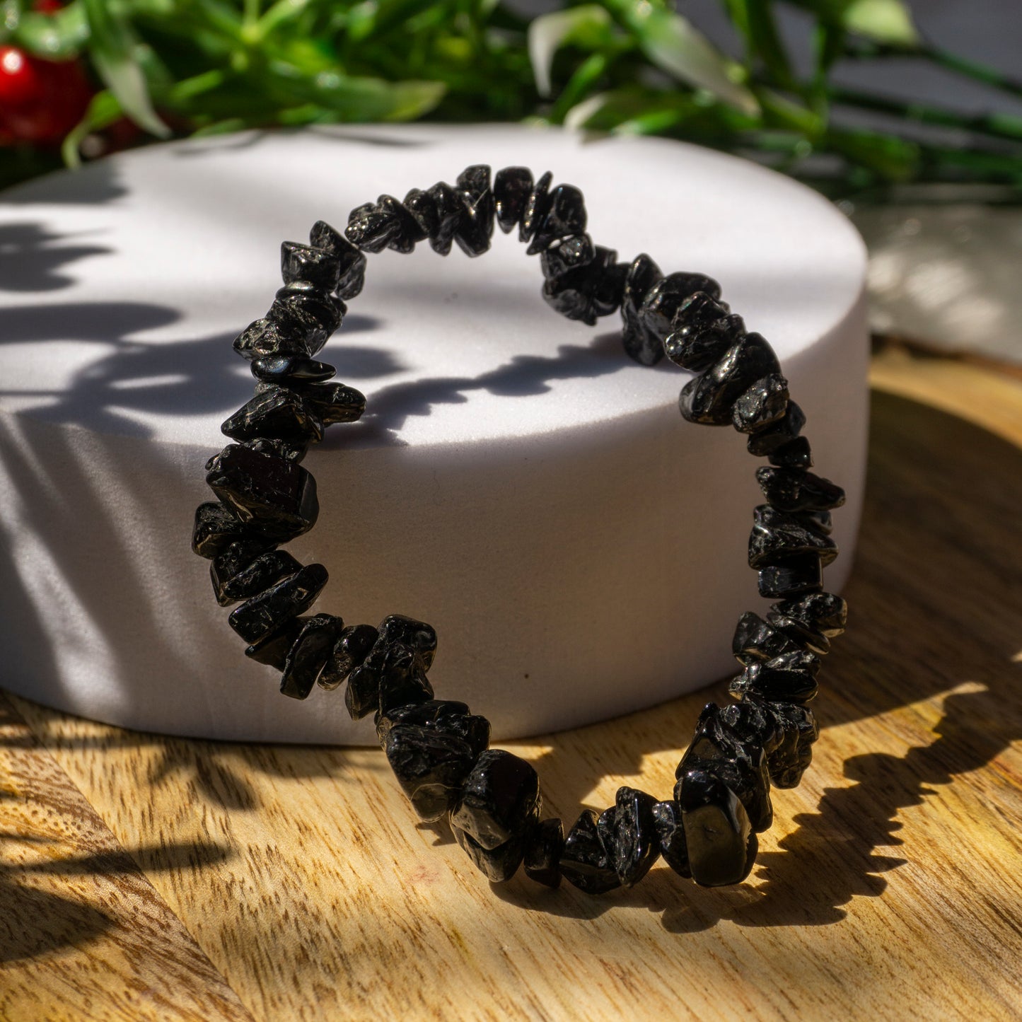 Black Tourmaline Crystal and Stone Chip Bracelet Jewellery