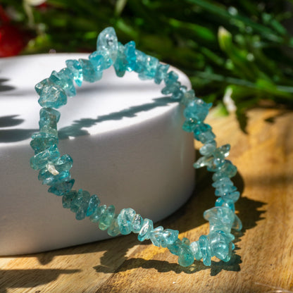 Blue Apatite Crystal and Stone Chip Bracelet Jewellery