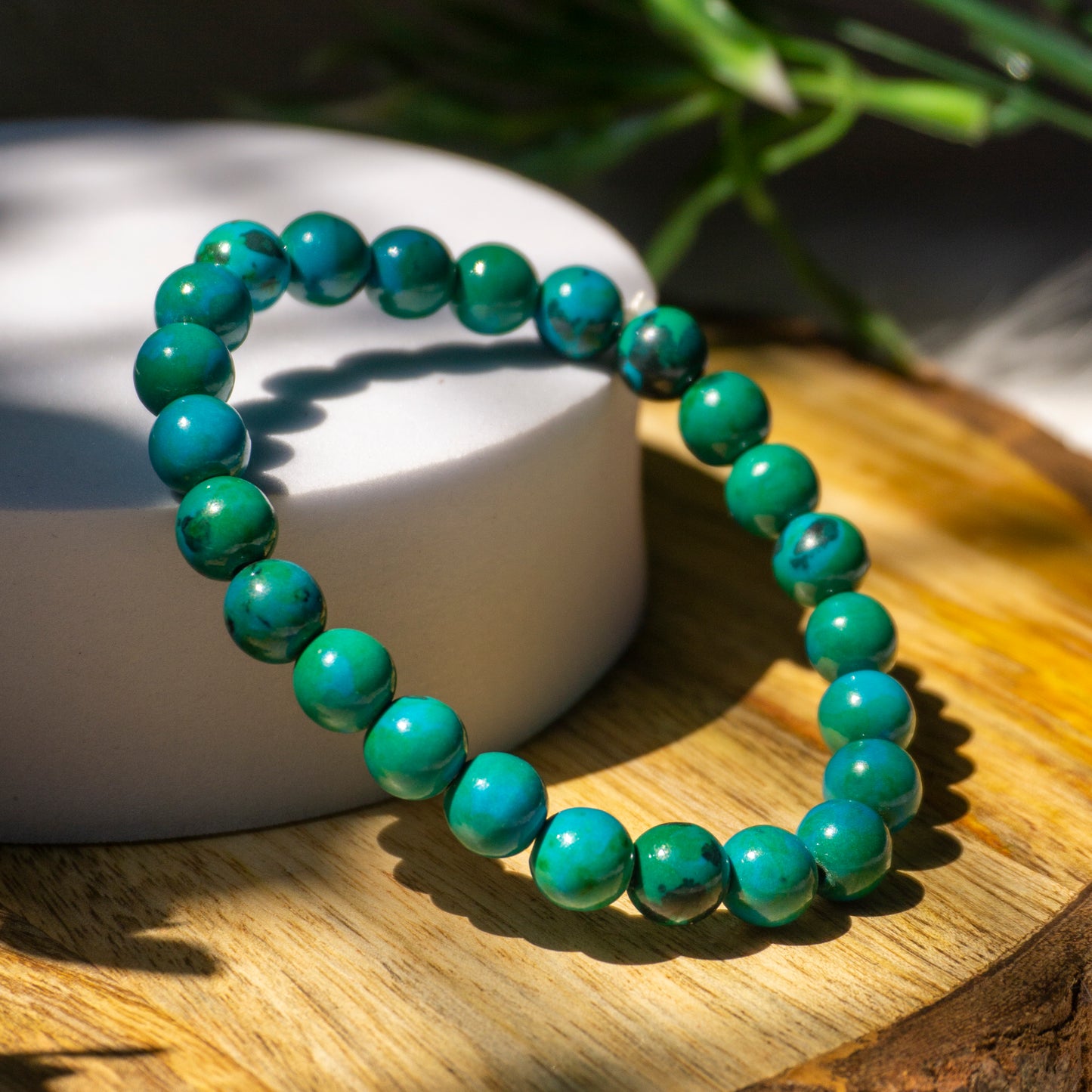 Chrysocolla Crystal and Stone Bead Bracelet Jewellery 8mm