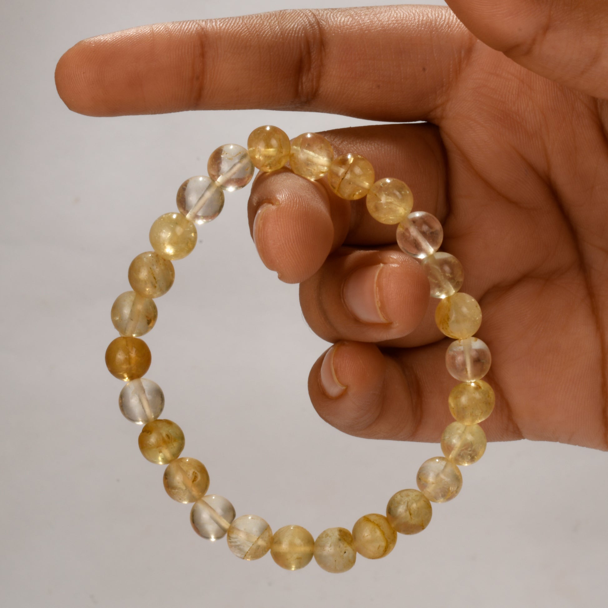 Real Citrine Crystal and Stone Bead Bracelet Jewellery 8mm